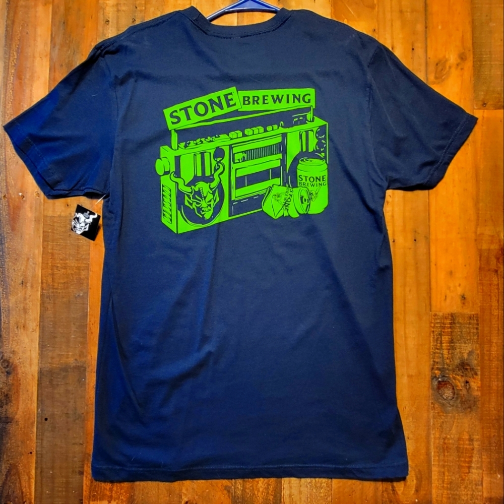 Stone Brewery Boom Box T Shirt Dark Blue Large